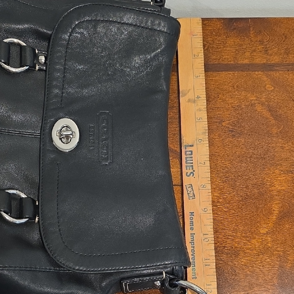 Coach Black Leather Flap Crossbody with Silver Hardware - Picture 10 of 11
